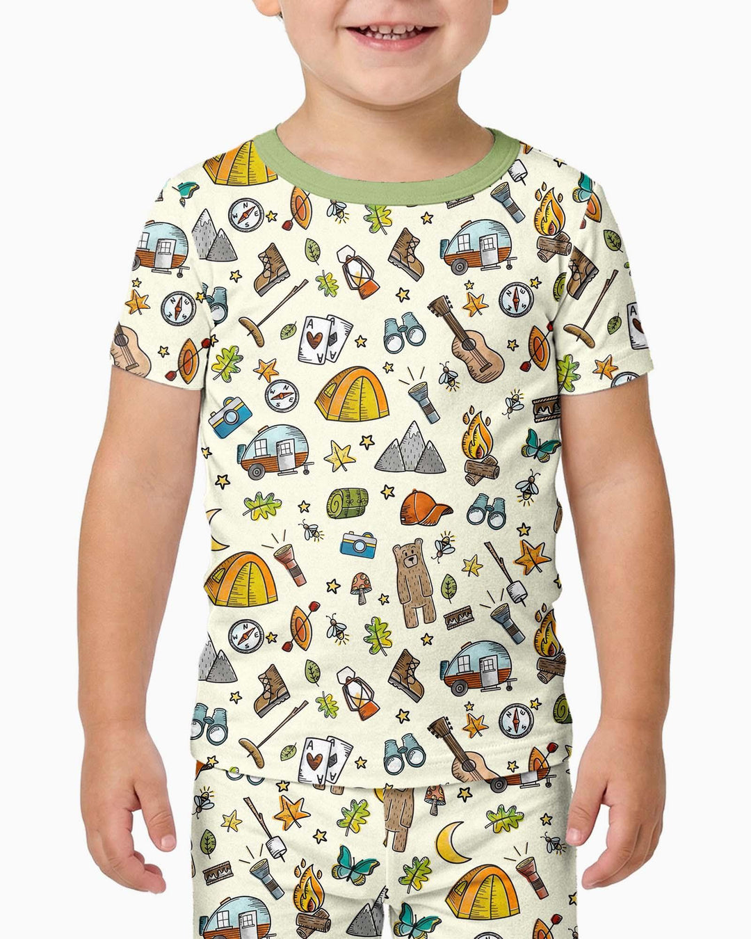 Love Camping Matching Family Bamboo Two Piece Short Sleeve Pajama Set