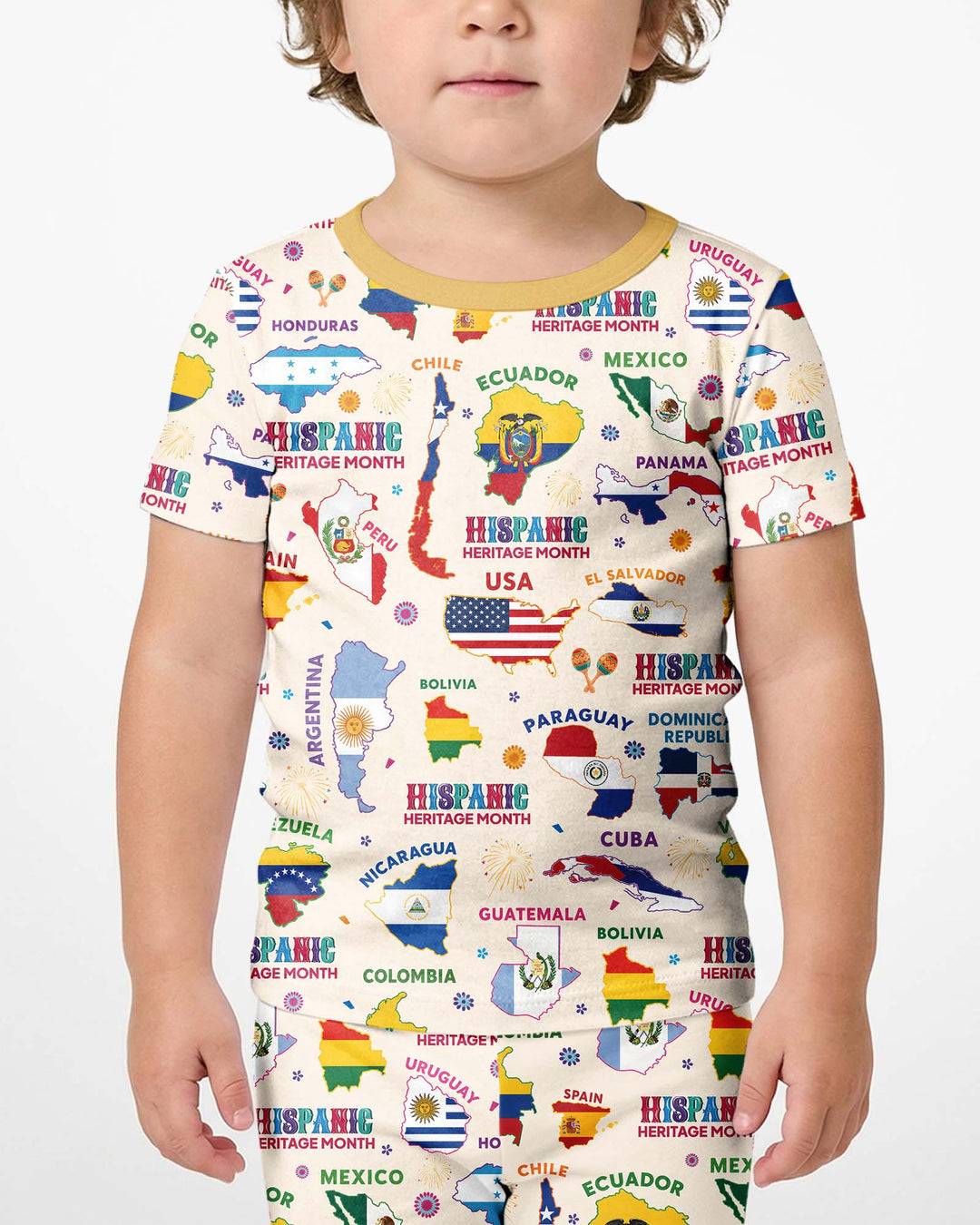 Hispanic Heritage Month Country Flags Bamboo Two Piece Short Sleeve Shorts Pajama Set