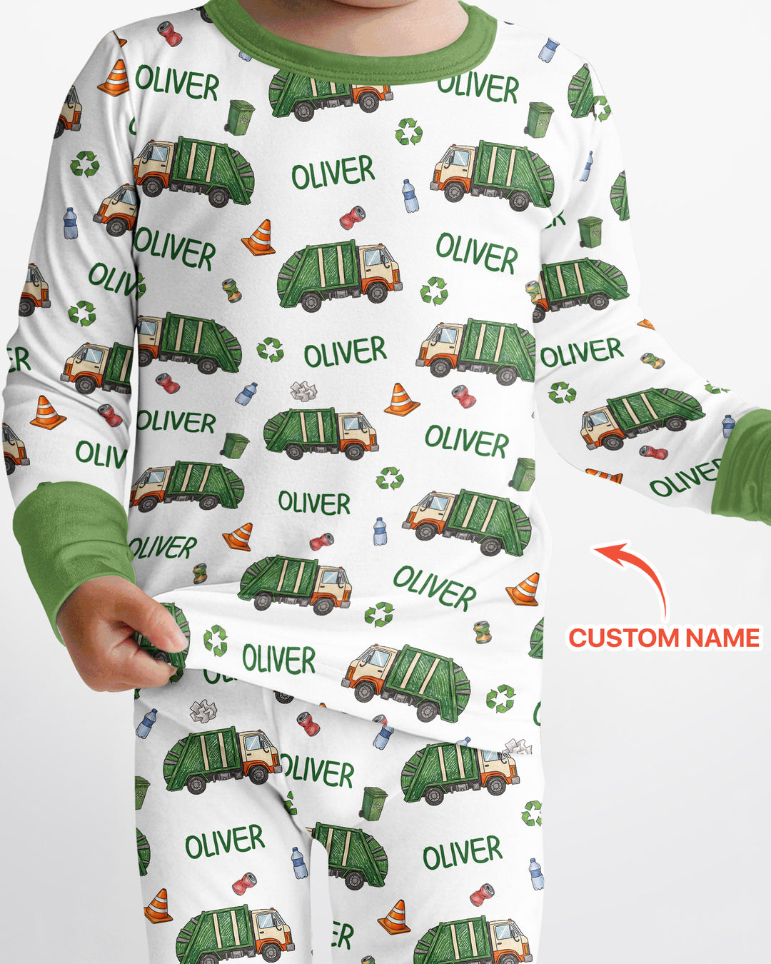 Custom Name Garbage Day Bamboo Two Piece Long Sleeve Pajama Set