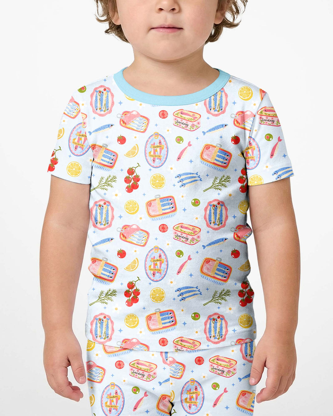 Preppy Sardines Bamboo Two Piece Short Sleeve Shorts Pajama Set