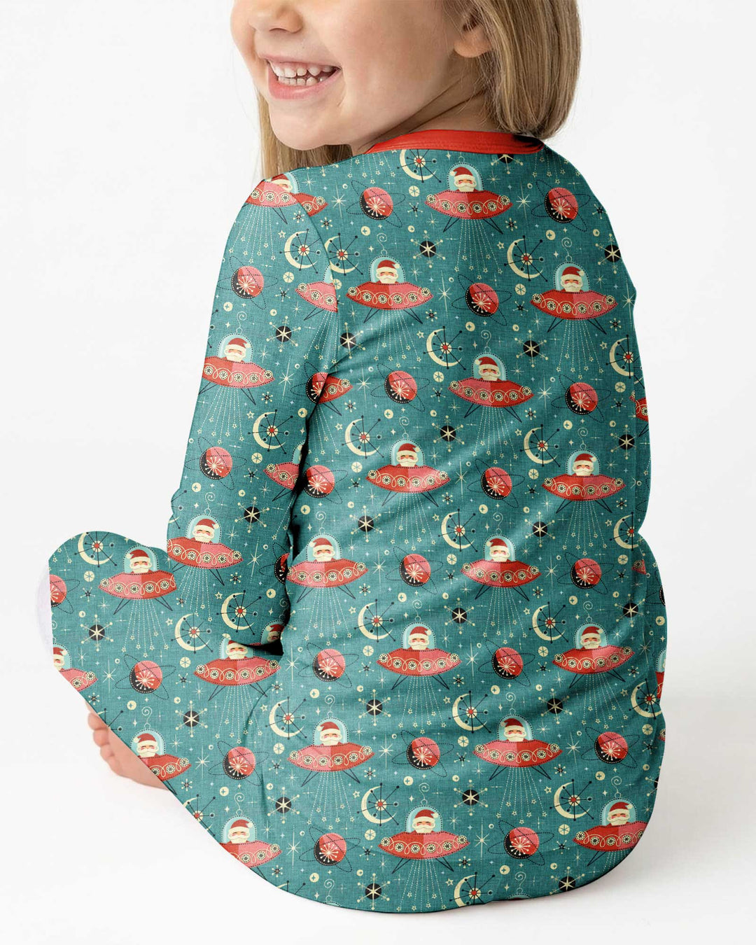 Atomic Santas in Space Bamboo Two Piece Long Sleeve Pajama Set
