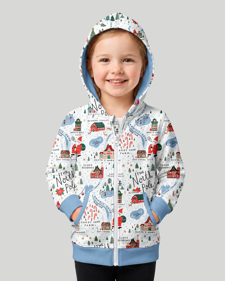 The North Pole Map Bamboo Zip Hoodie