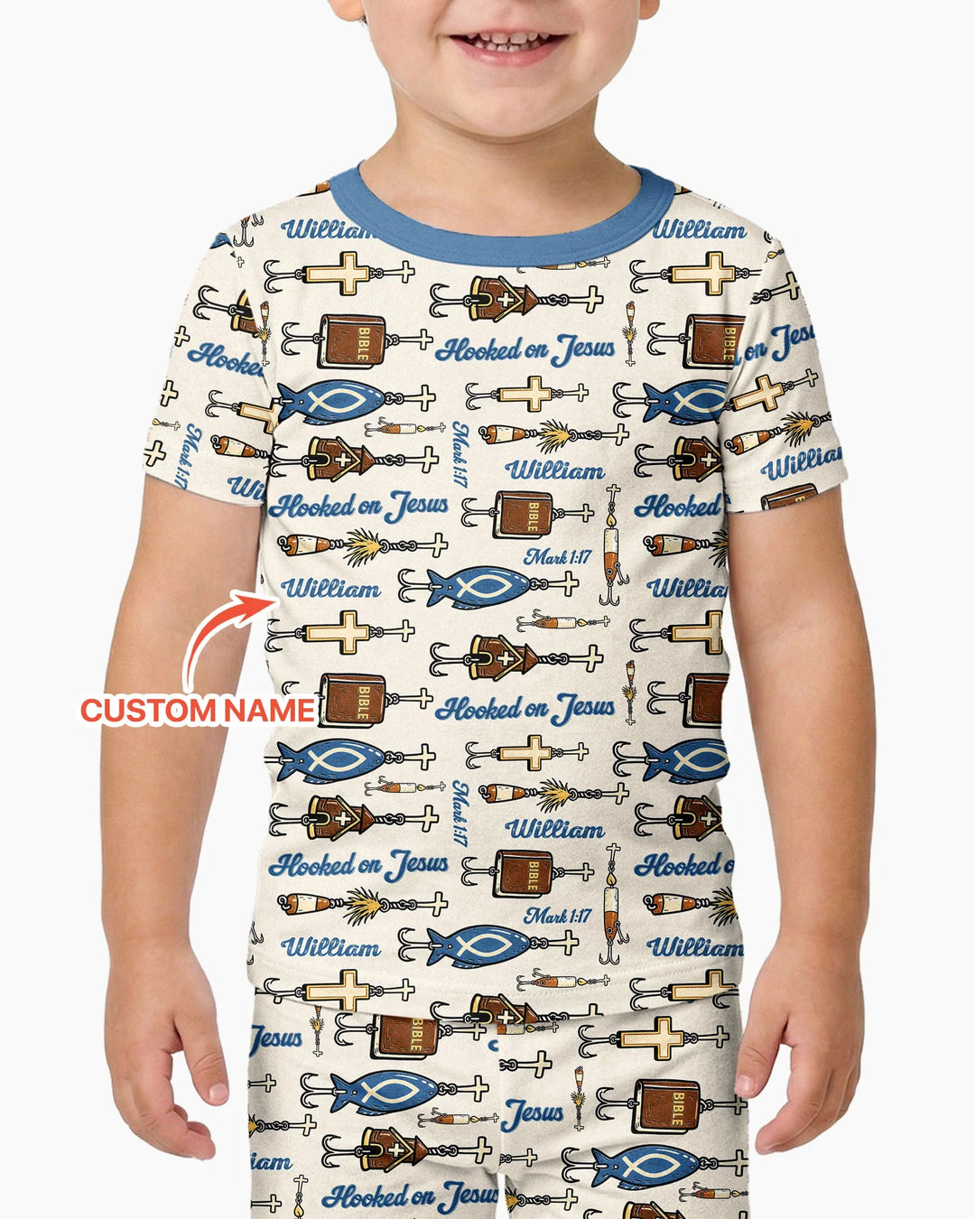 Hooked On Jesus Bamboo Two Piece Short Sleeve Pajama Set
