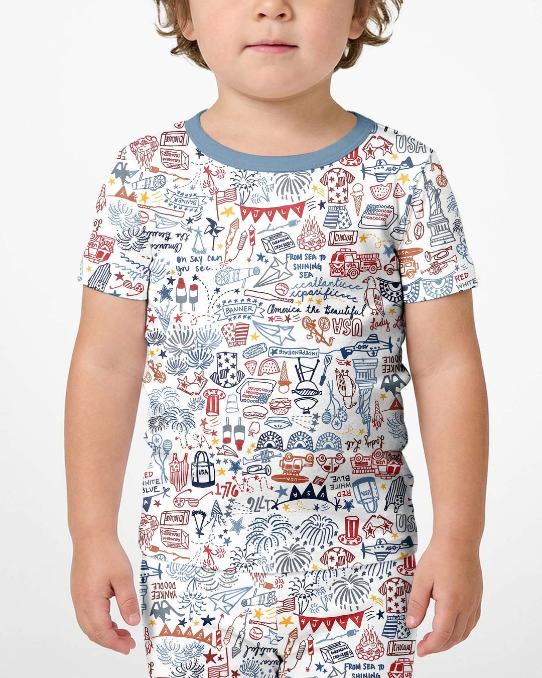 Liberty Doodle 250th Family Matching Bamboo Two Piece Short Sleeve Shorts Pajama Set