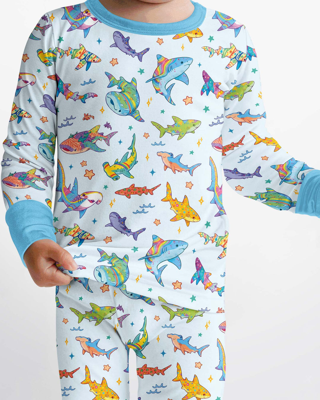Tropical Sharks Bamboo Two Piece Long Sleeve Pajama Set