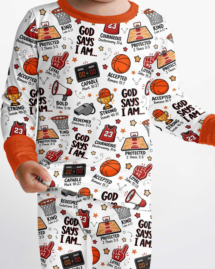 Basketball God Says I Am Bamboo Two Piece Long Sleeve Pajama Set