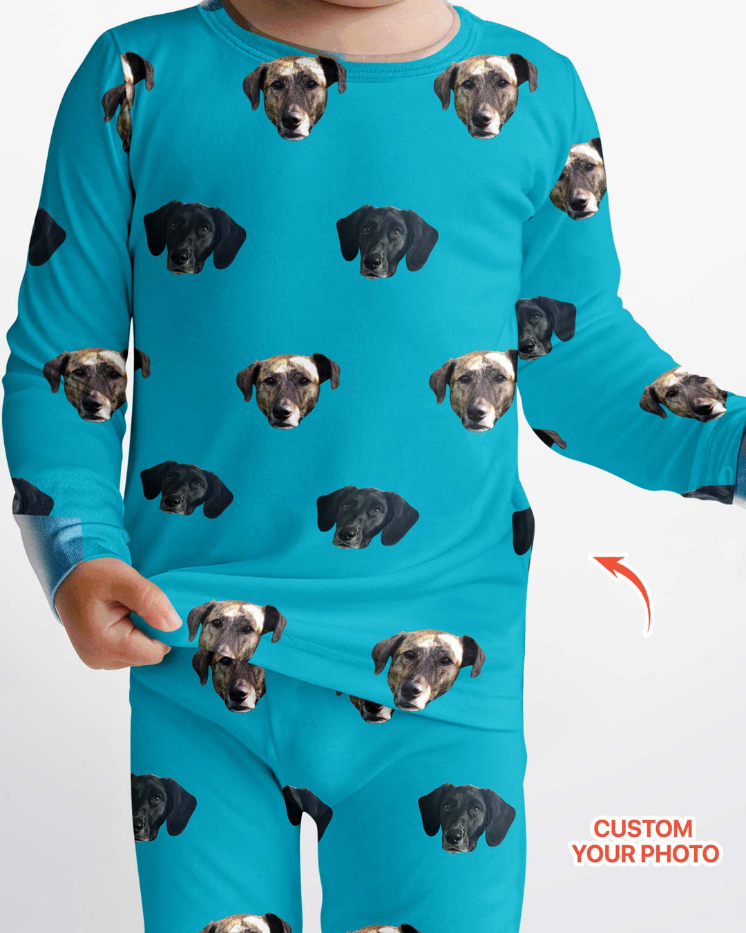 Custom Pet Face Photo Bamboo Two Piece Long Sleeve Pajama Set