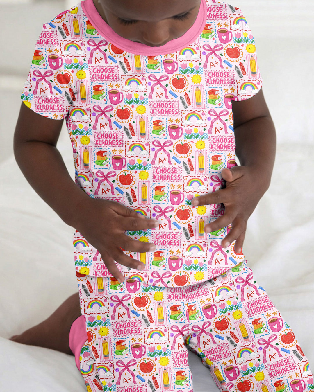 Kindness School Girl Bamboo Two Piece Short Sleeve Pajama Set