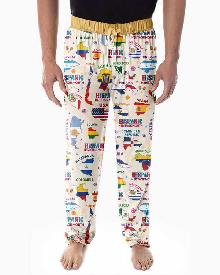 Hispanic Heritage Month Country Flags Bamboo Men's Pajama Set