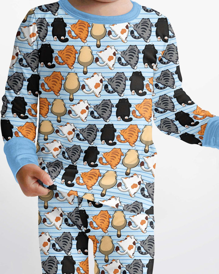 Funny Cat Butts Club Family Matching Bamboo Two Piece Long Sleeve Pajama Set