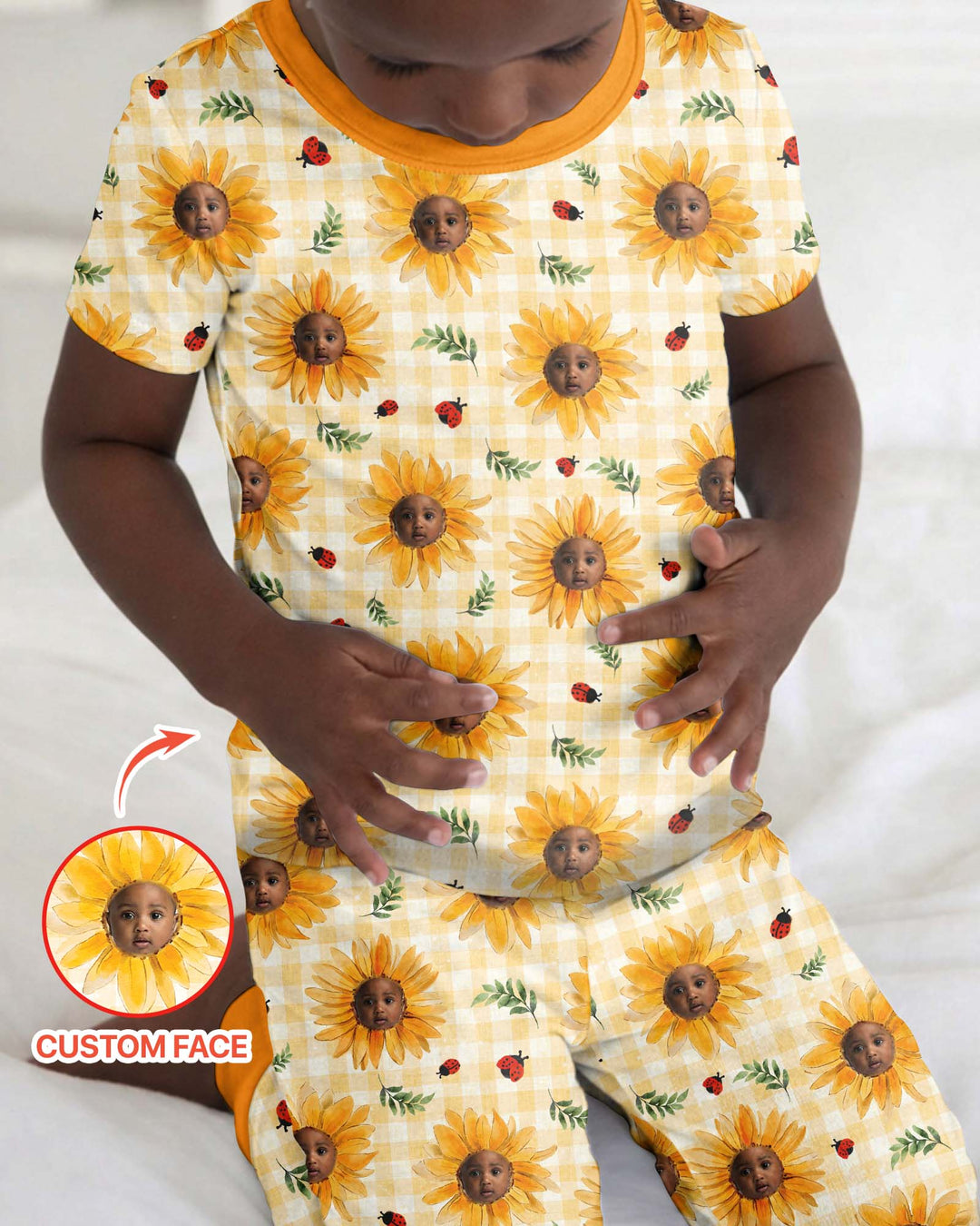 Conjunto de pijama de dos piezas de bambú de manga corta, plantilla personalizada