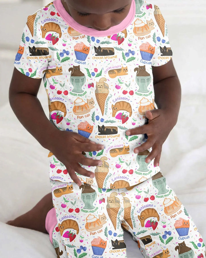 Purrfect Treats Bamboo Two Piece Short Sleeve Pajama Set