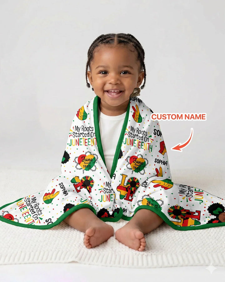 Custom Name My Roots Started On Juneteenth Bamboo Blanket