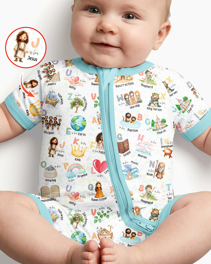 Bible ABC Alphabet Bamboo Shorty Zippy