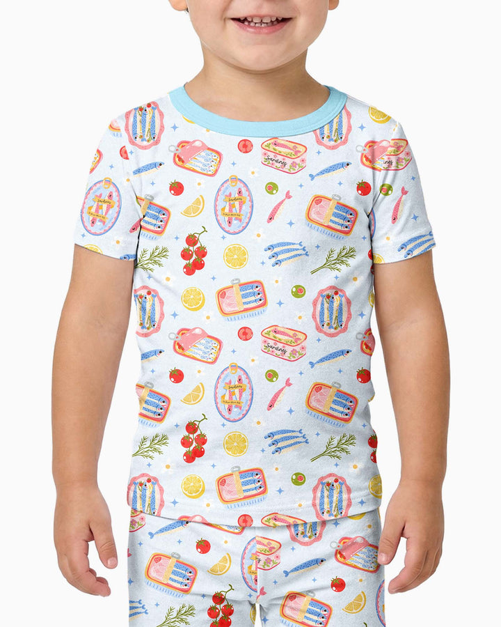Preppy Sardines Bamboo Two Piece Short Sleeve Pajama Set