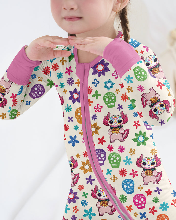 Sugar Skull Axolotl  Bamboo Convertible Zippy