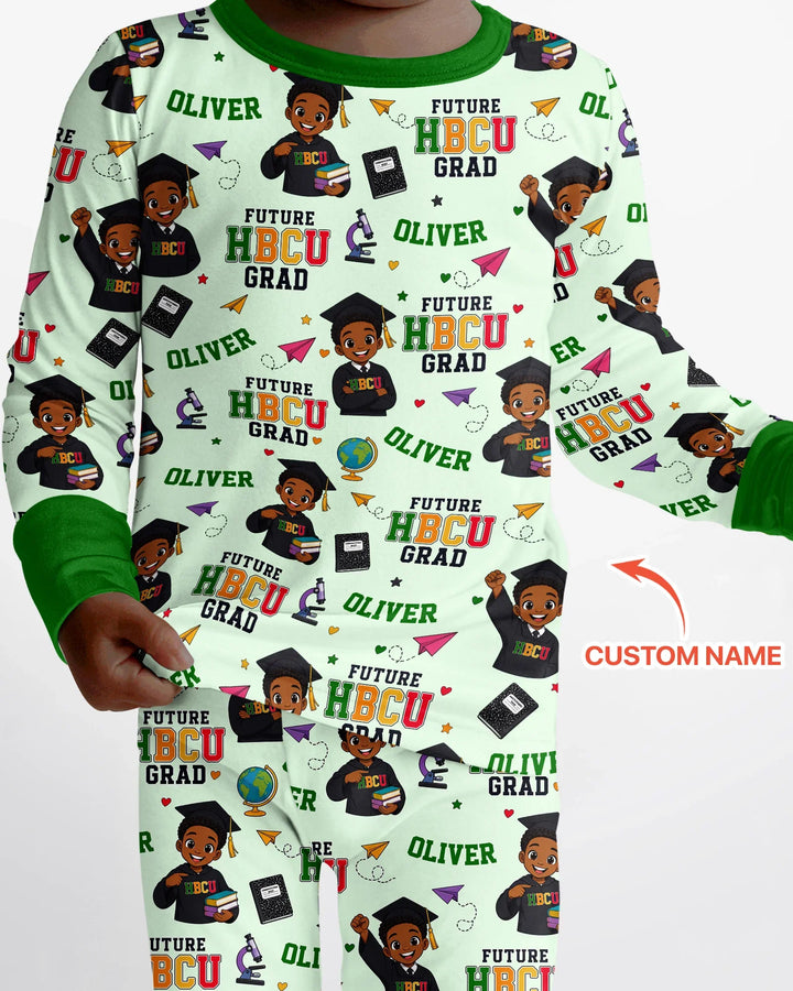 Custom Name Future HBCU Grad Bamboo Two Piece Long Sleeve Pajama Set