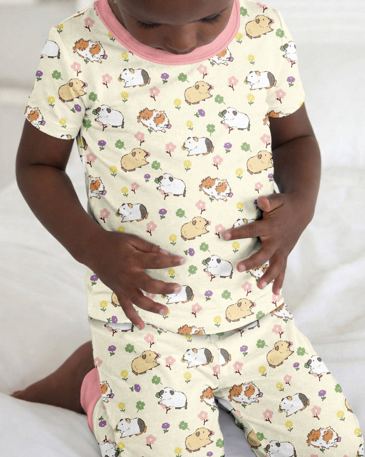 Guinea Pig Garden Bamboo Two Piece Short Sleeve Pajama Set