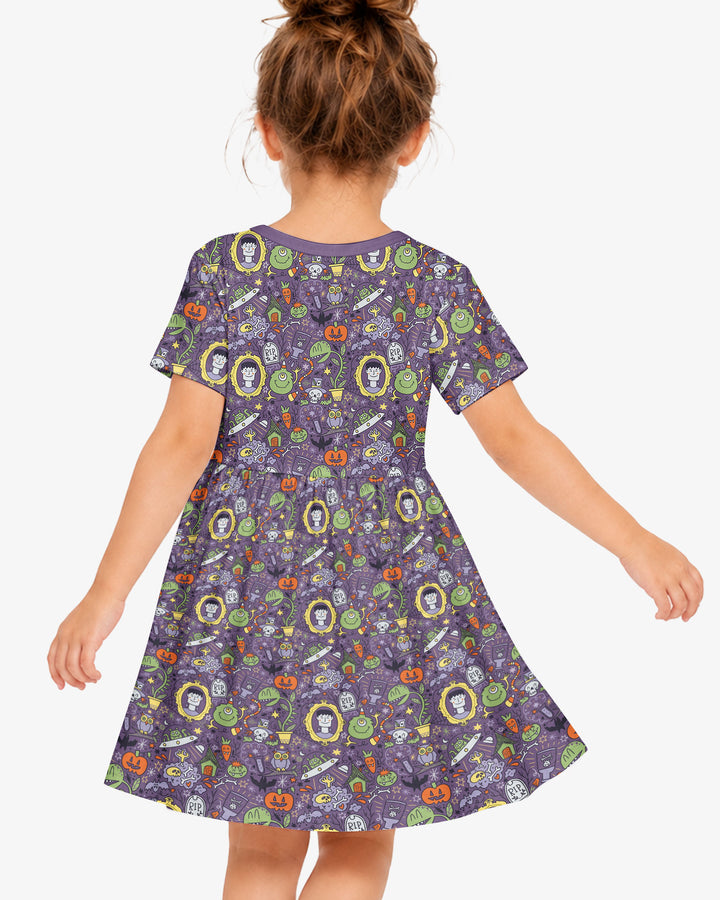 Halloween Monster Fun Bamboo Twirl Dress