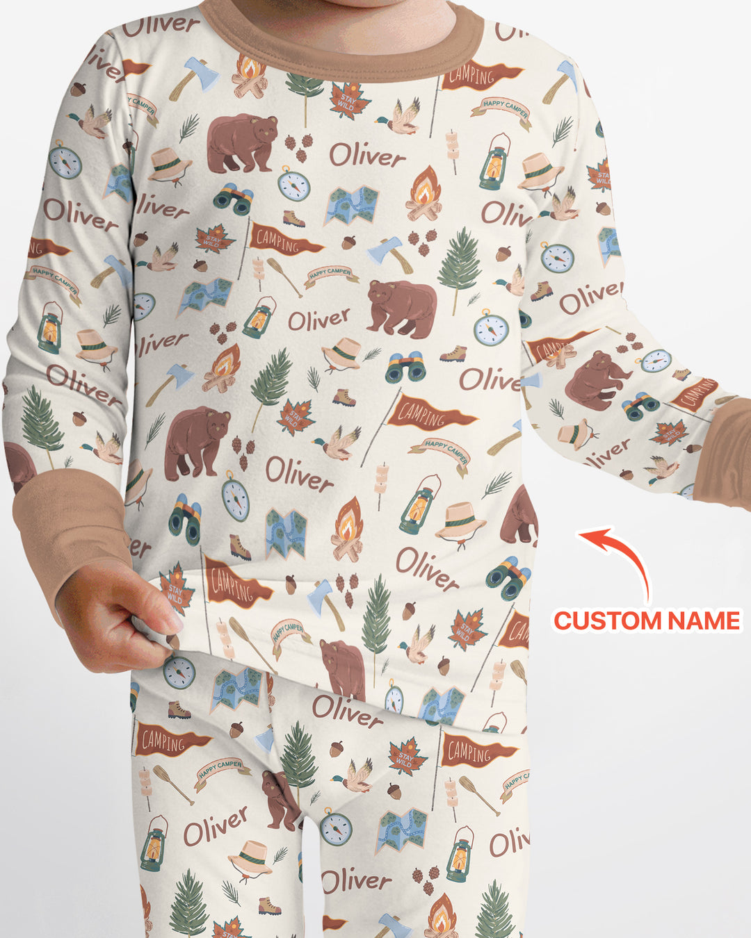 Custom Name Adventure Outdoors Bamboo Two Piece Long Sleeve Pajama Set