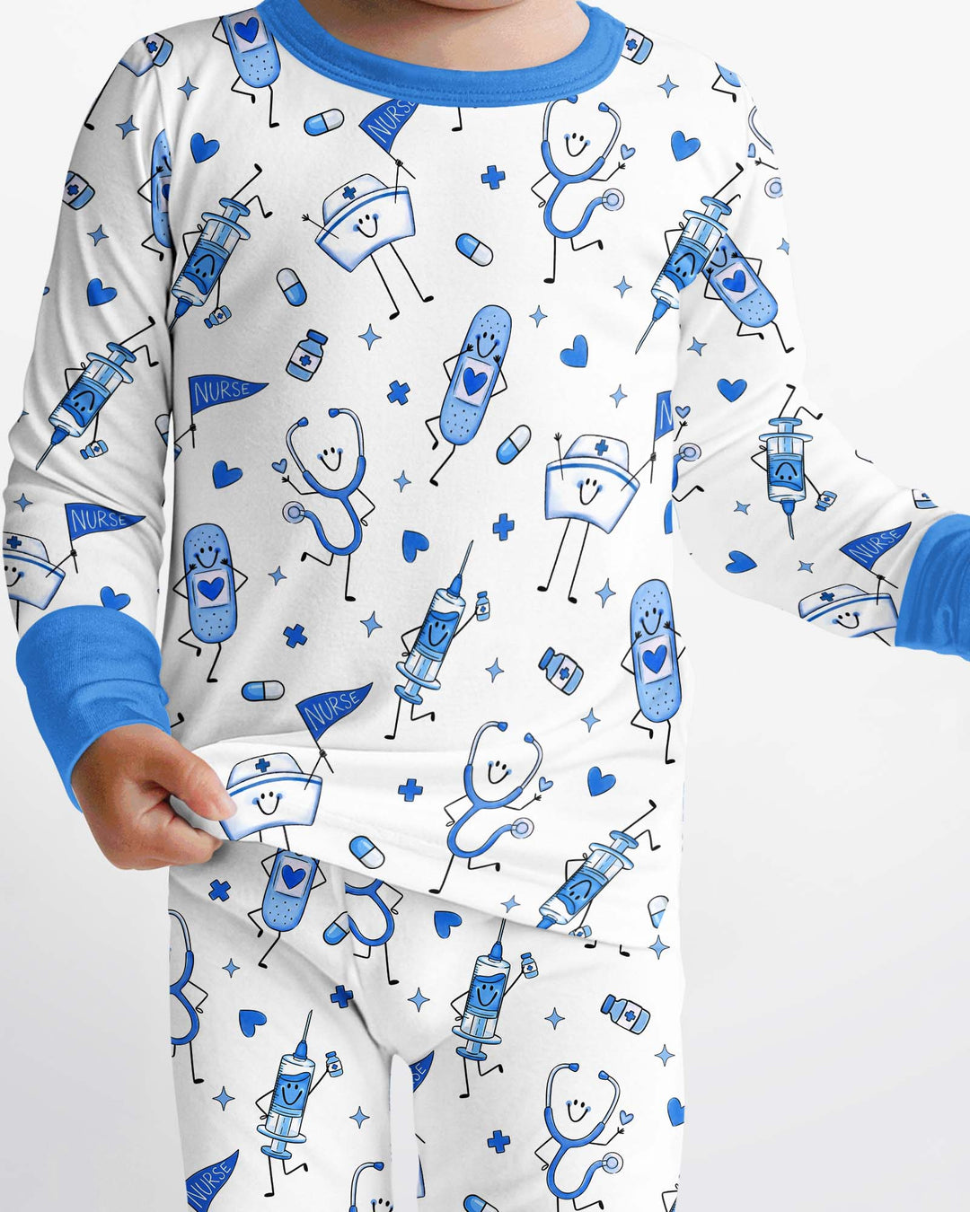 Conjunto de pijama de dos piezas de bambú de manga larga para toda la familia "Coastal Charm"