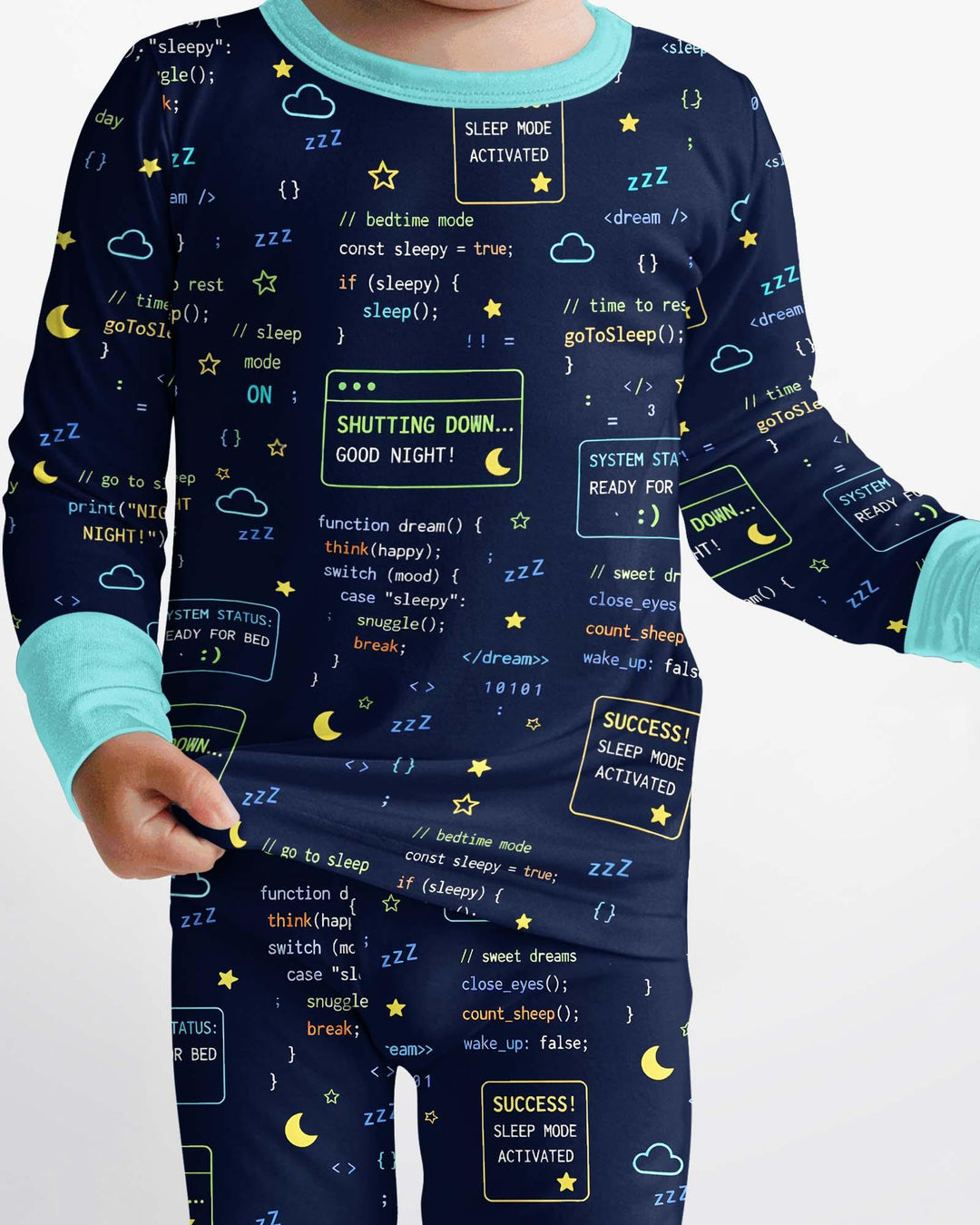 Pijama de dos piezas de bambú de manga larga para padre e hijo, con diseño de "It Techy Job Matching"