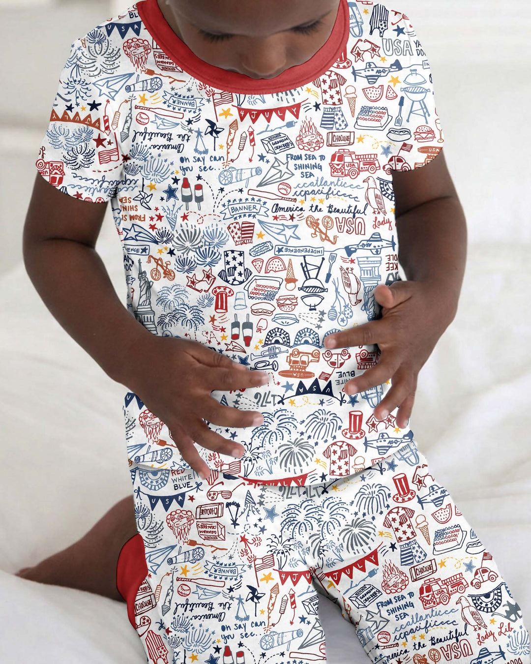 Liberty Doodle 250th Family Matching Bamboo Two Piece Short Sleeve Pajama Set