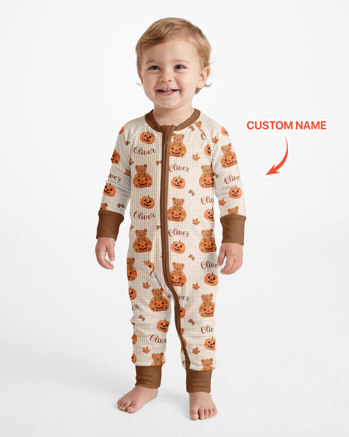 Custom Name Pumpkin Teddy Bamboo Convertible Zippy