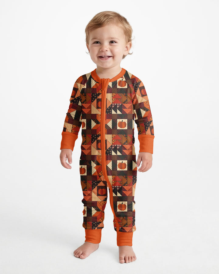 Vintage Pumpkin Patchwork Fall Bamboo Convertible Zippy