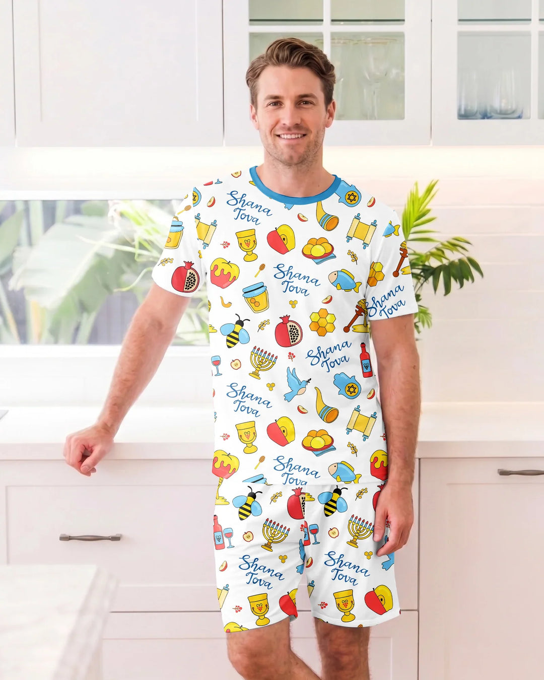 Shanah Tovah U'Metukah Bamboo Men Short Sleeve Short Pajama Set