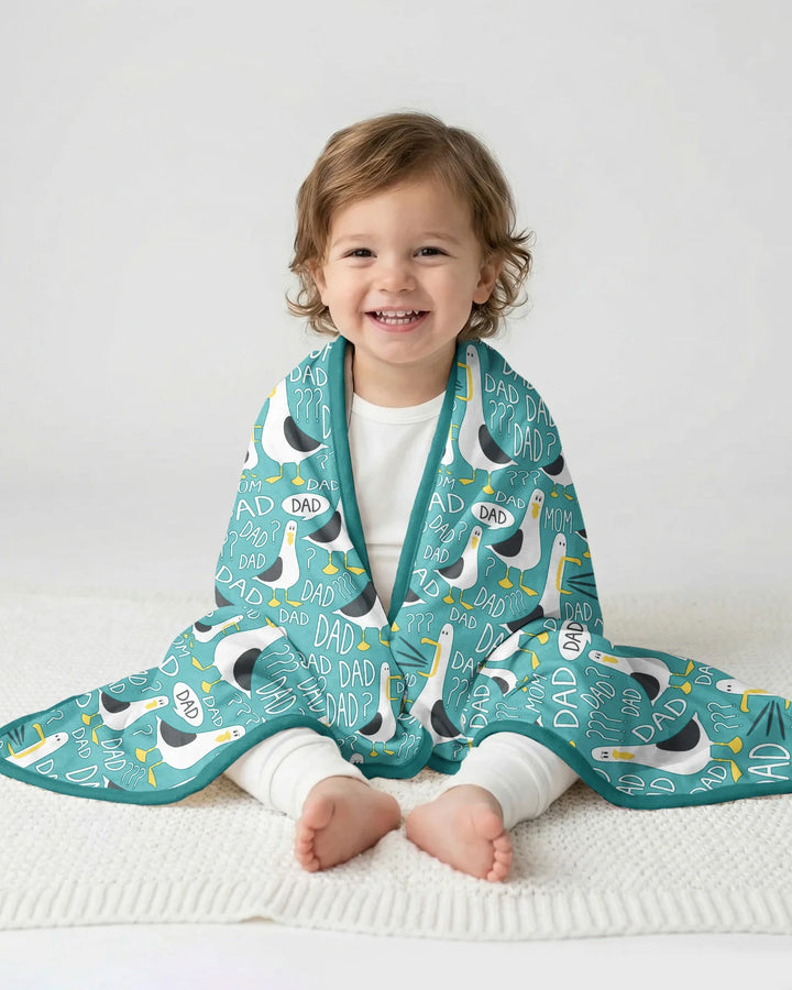 Funny Seagull DAD Bamboo Blanket