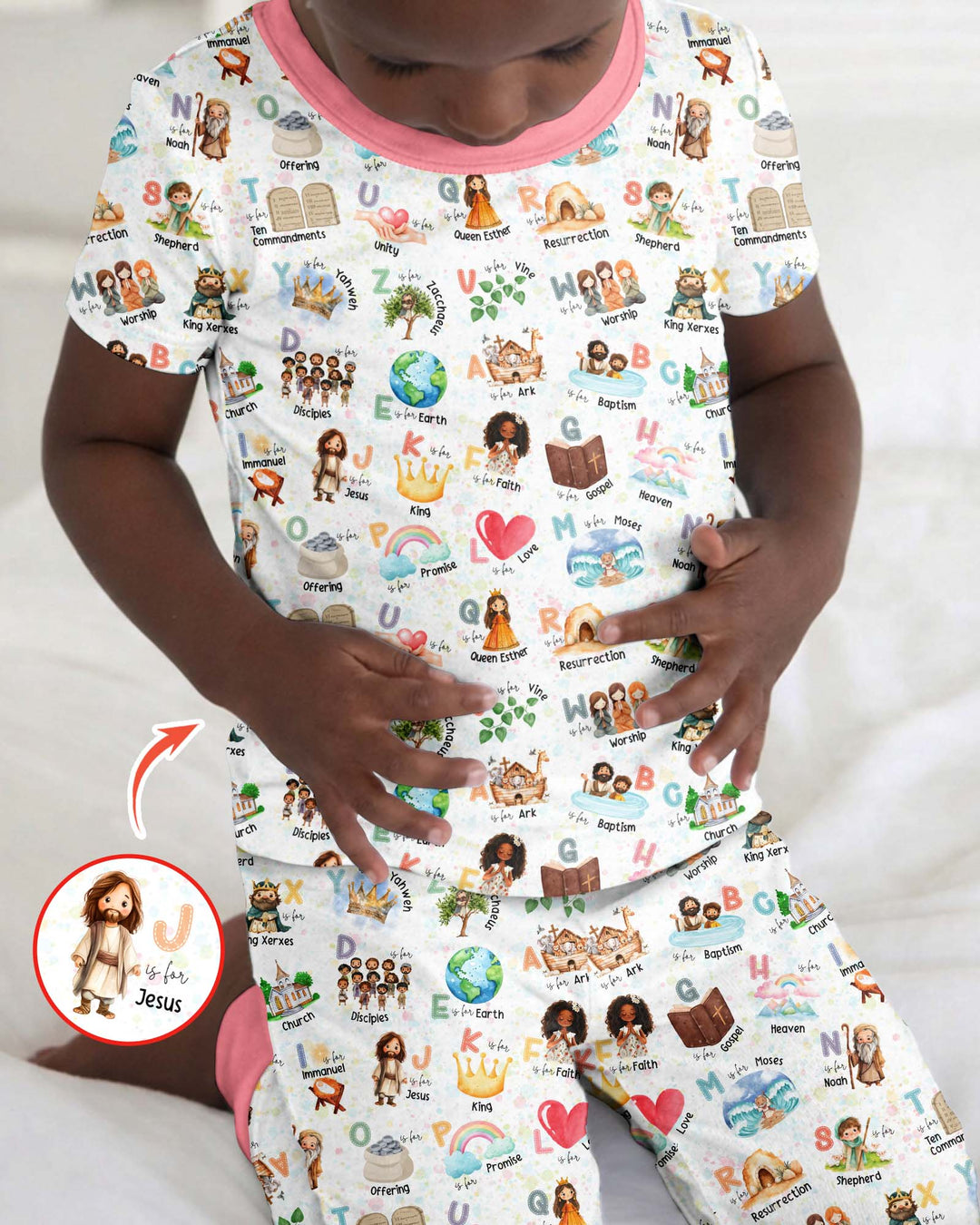 Bible ABC Alphabet Bamboo Two Piece Short Sleeve Pajama Set