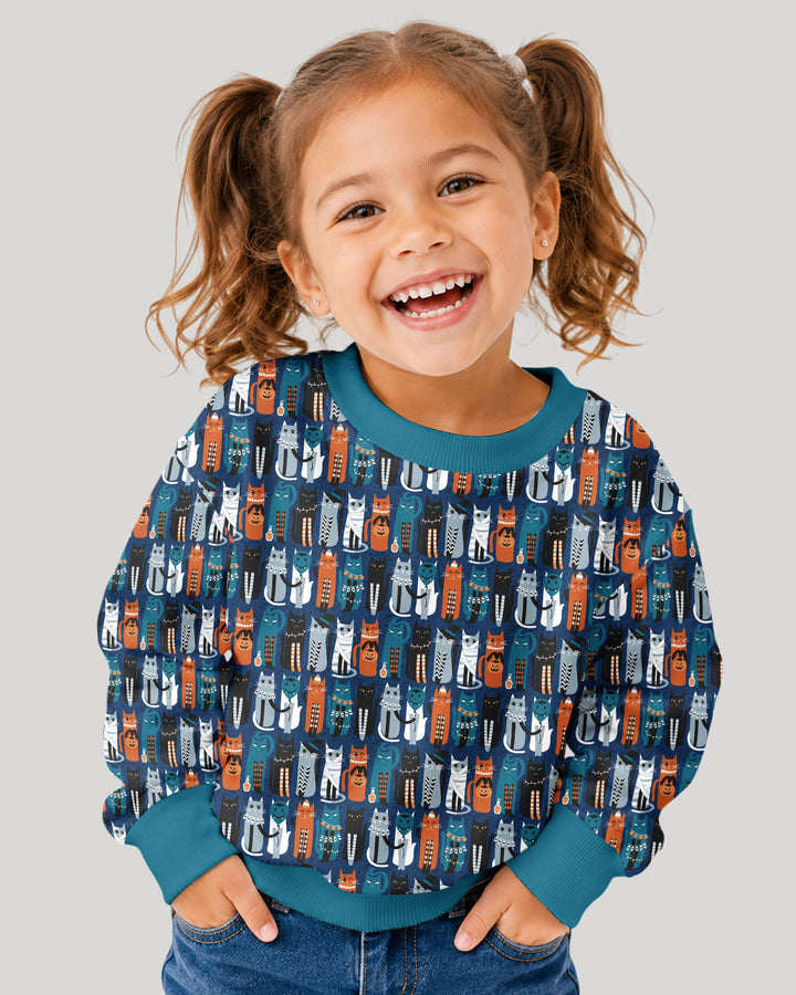 Retro Halloween Cat Bamboo Crewneck Sweatshirt