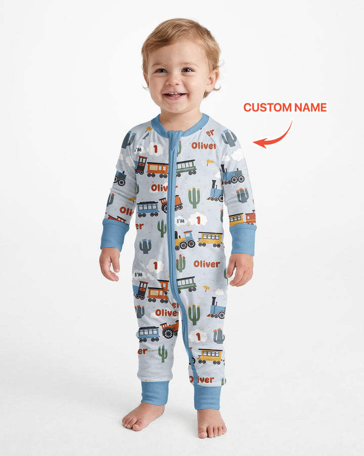 Personalized Train Birthday Bamboo Convertible Zippy