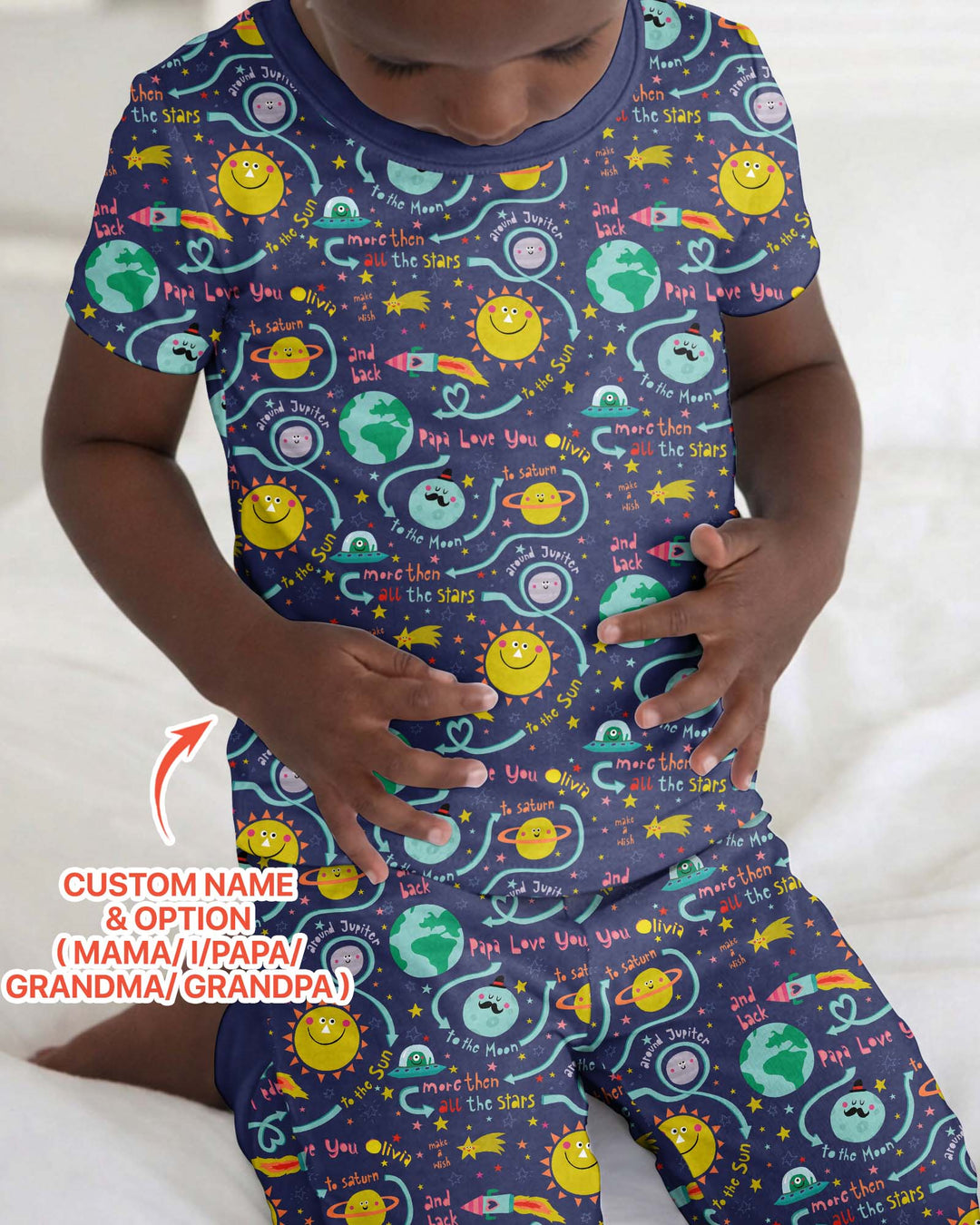 Love to the Moon and Back  Bamboo Two Piece Short Sleeve Pajama Set