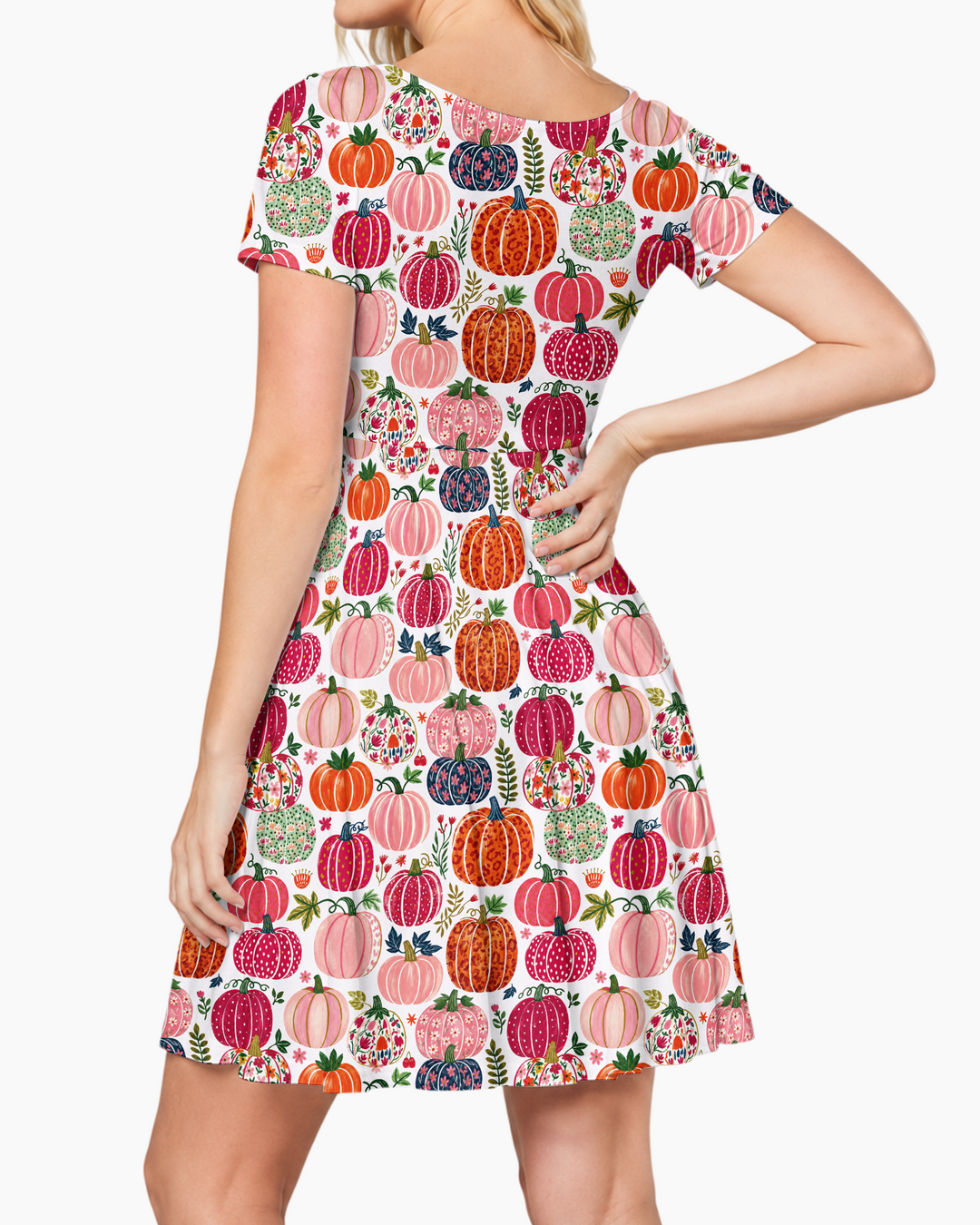 Pumpkin Patch Party Bamboo Women’s Short Sleeve Twirl Dress