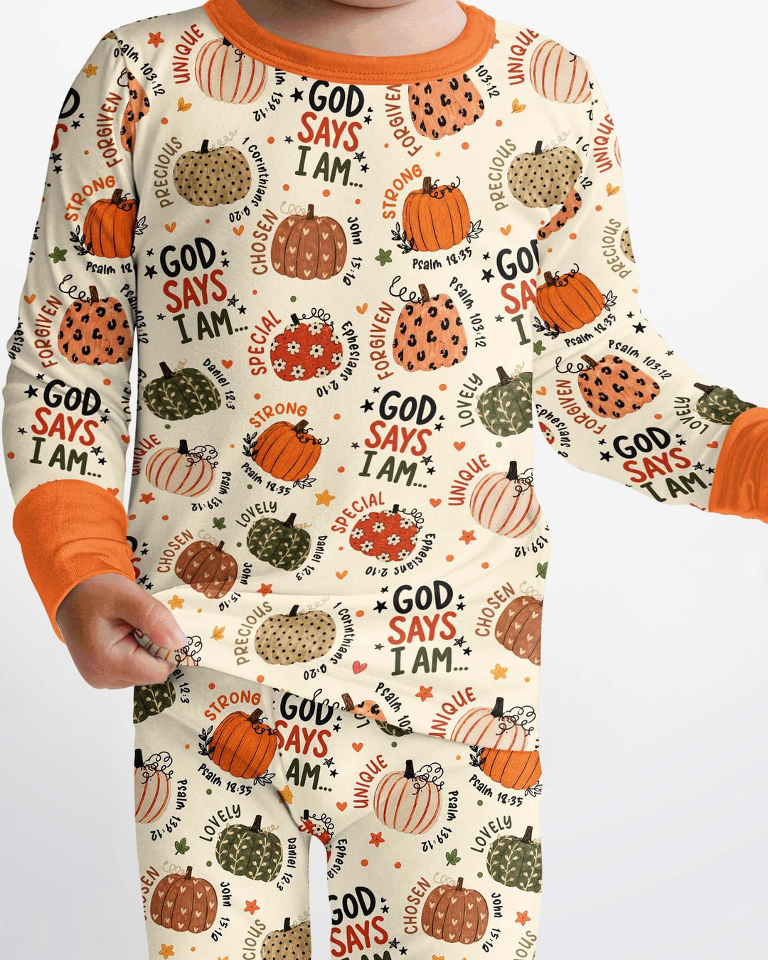 Fall God Says I Am Bamboo Two Piece Long Sleeve Pajama Set