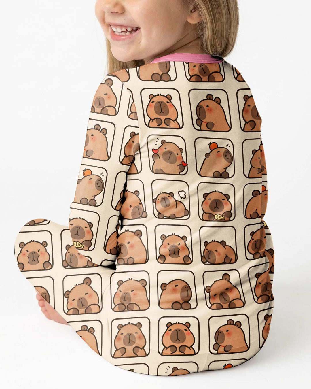 Cute Capy Faces Bamboo Two Piece Long Sleeve Pajama Set