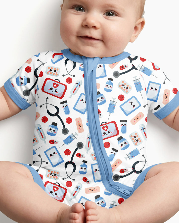 Medical Buddies Bamboo Shorty Zippered Romper