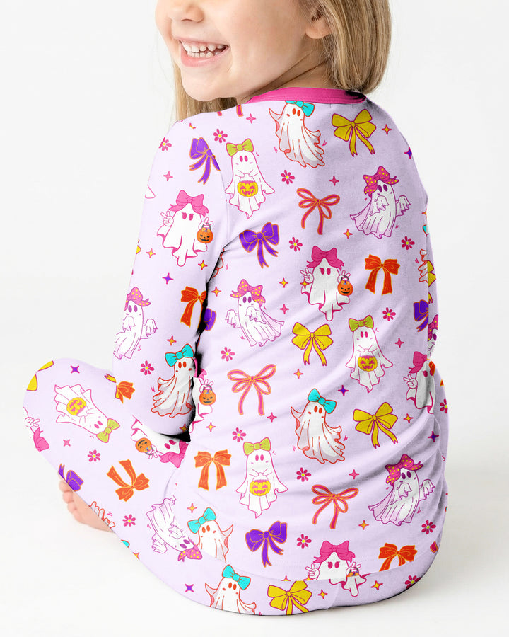 Coquette Ghost & Bow Bamboo Two Piece Long Sleeve Pajama Set