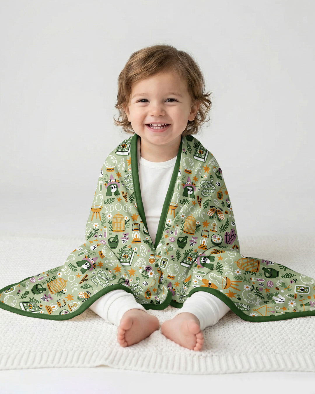 Boho Witchy Celestial Magic Floral Bamboo Blanket