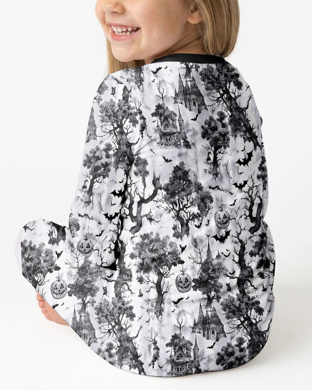 Gothic Halloween Chinoiserie Bamboo Two Piece Long Sleeve Pajama Set