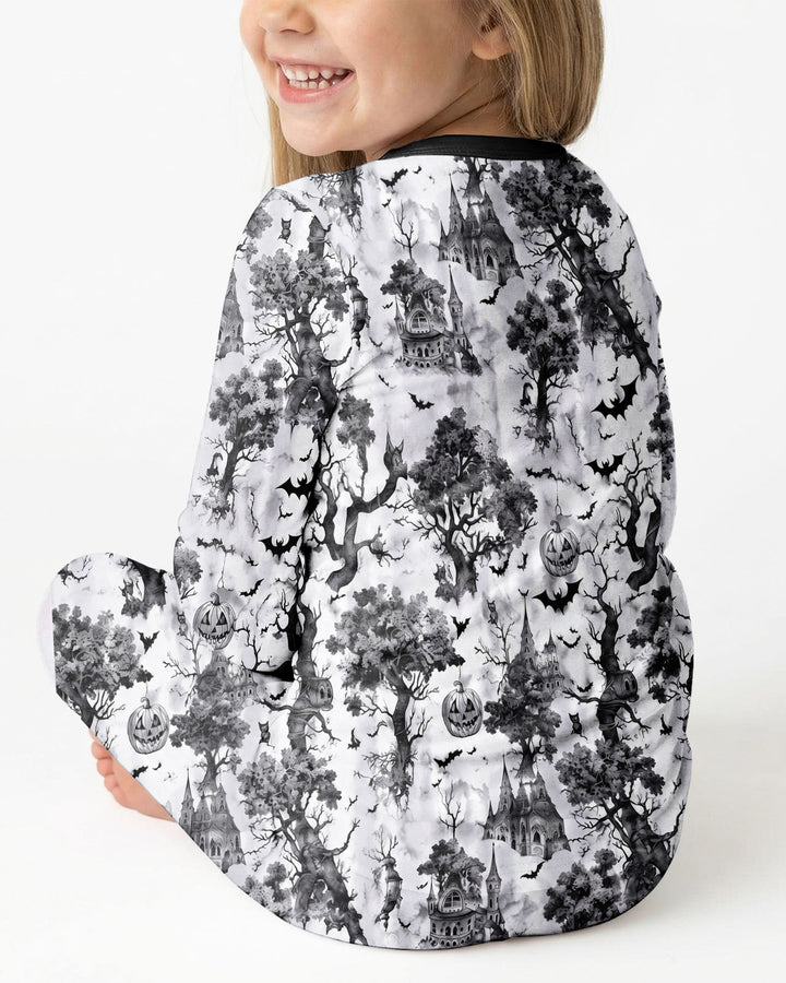 Gothic Halloween Chinoiserie Bamboo Two Piece Long Sleeve Pajama Set