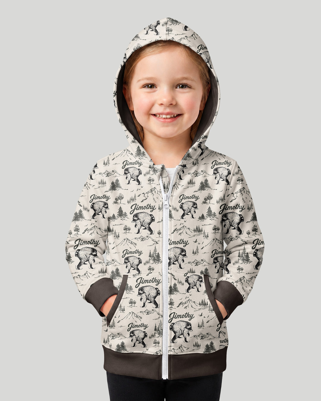 Vintage Jimothy Racoon Family Matching Bamboo Zip Hoodie