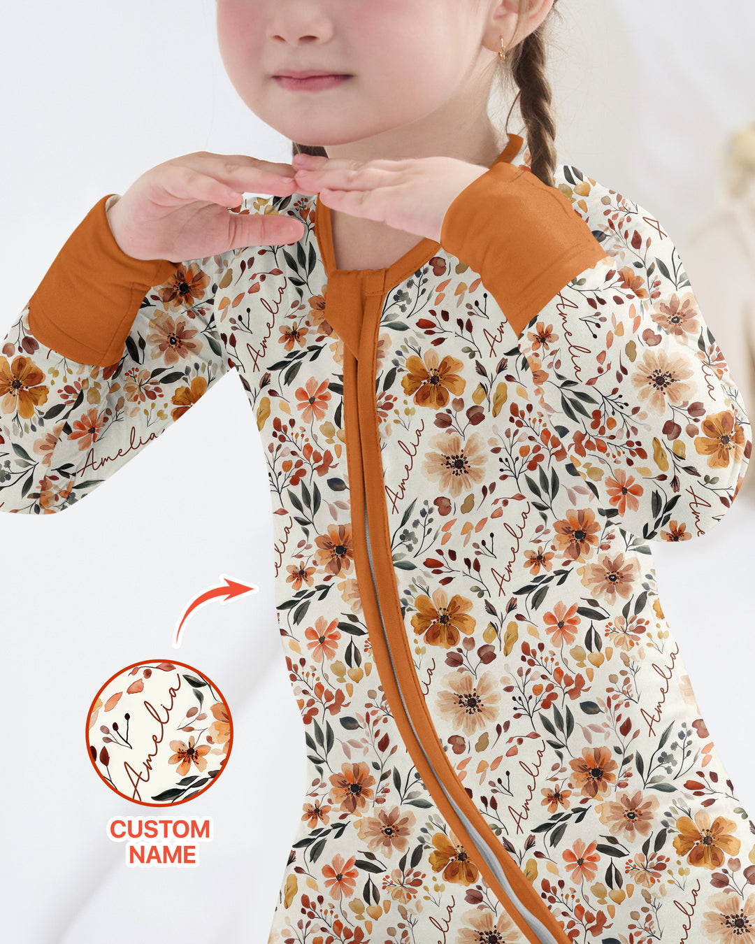Custom Name Fall Flower Bamboo Convertible Zippy