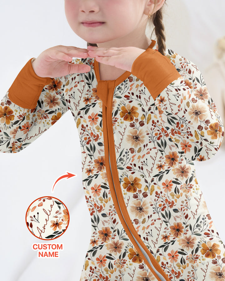 Custom Name Fall Flower Bamboo Convertible Zippy