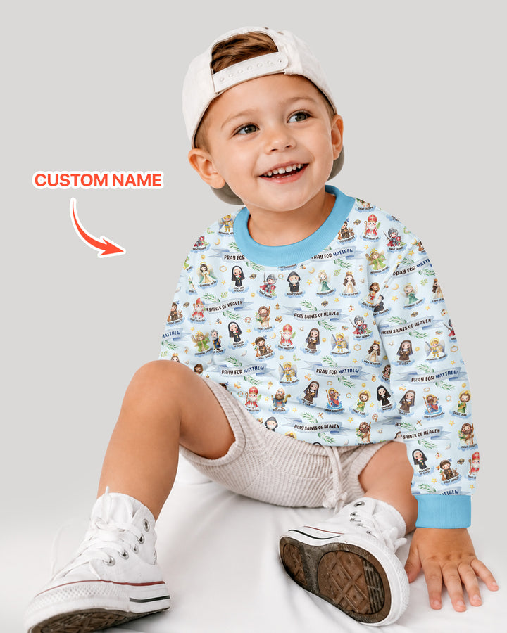 Sudadera de cuello redondo de bambú con nombre personalizado "Holy Saints of Heaven"