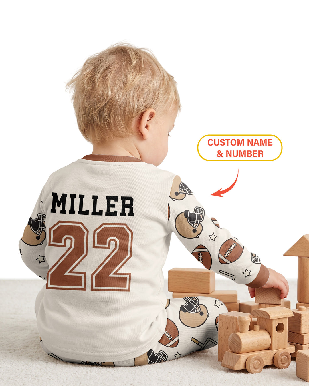 Personalized Football Brother's Biggest Fan Bamboo Two Piece Long Sleeve Pajama Set