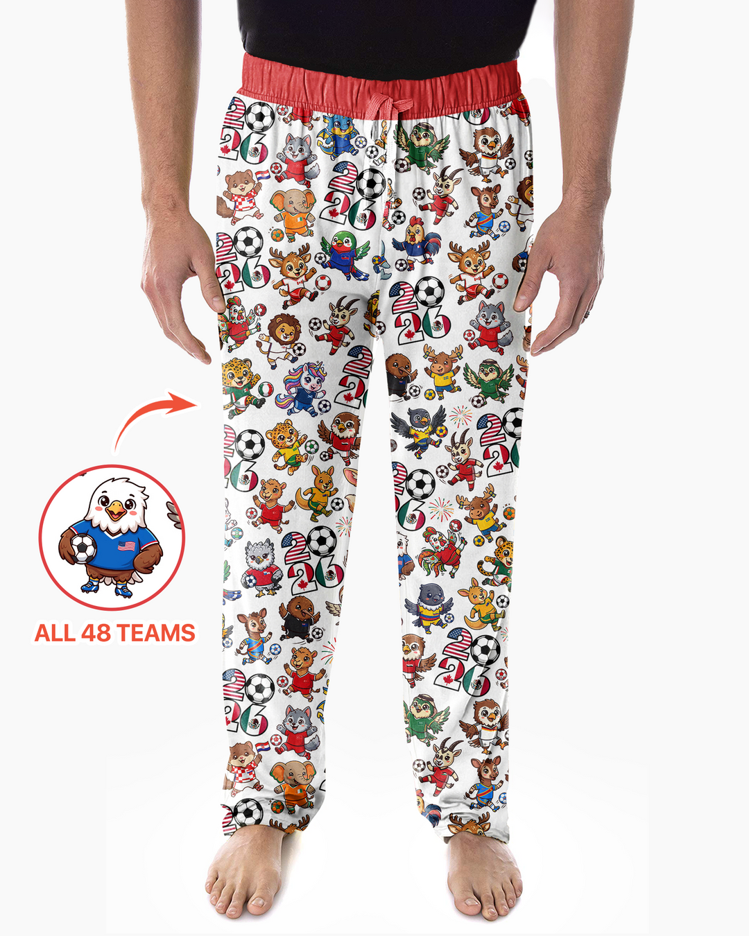 Kawaii Animals Soccer Tour 2026 Family Matching Bamboo Men's Pajama Set