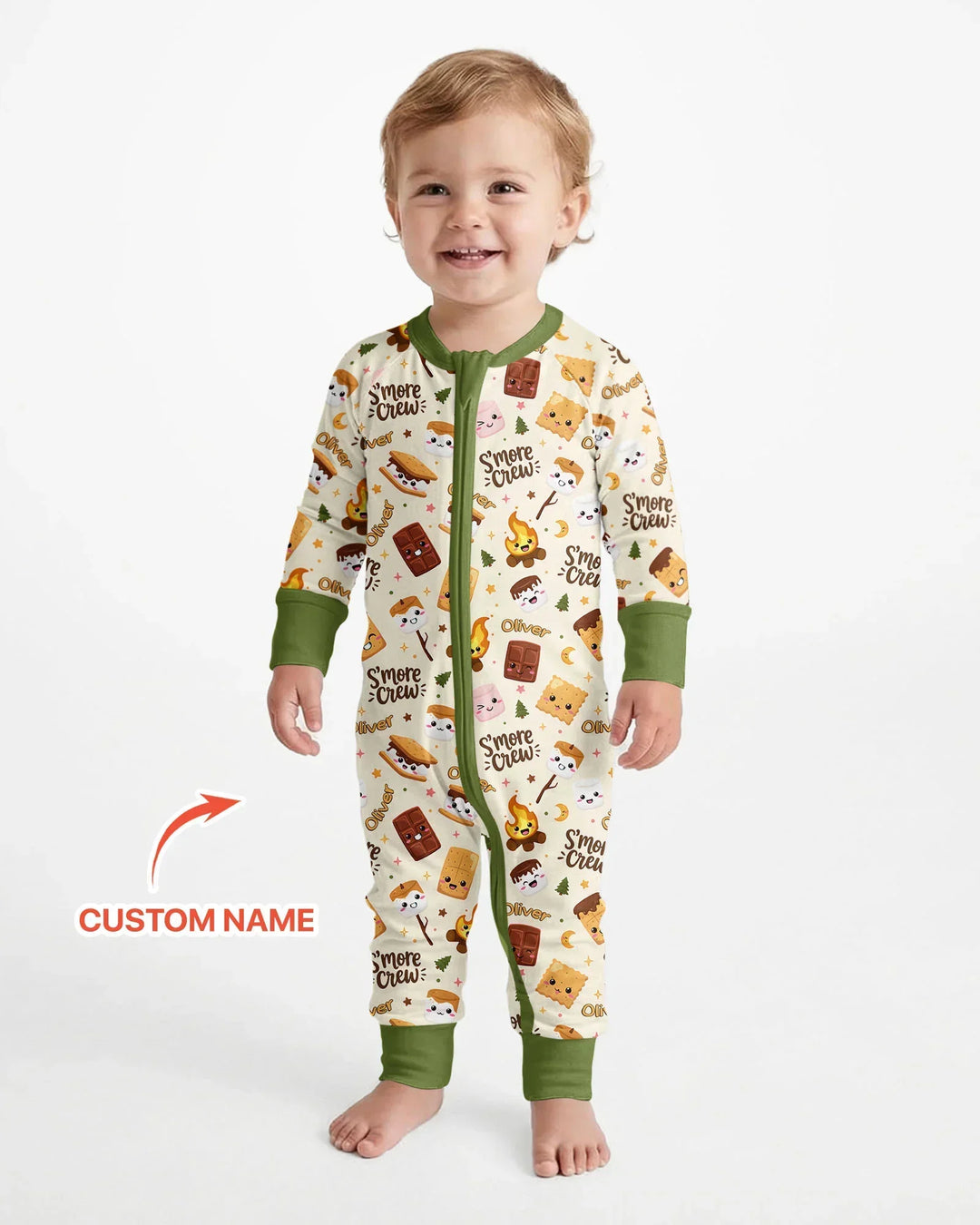 Custom Name Kawaii S'more Crew Family Matching Bamboo Convertible Zippy